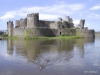 Moat around Castle Caerphilly, Wales