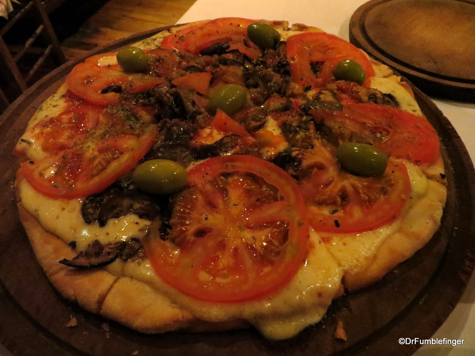 Tomato, Eggplant and provolone pizza