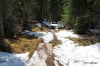 Emerald Lake, snowy trail on East Shore