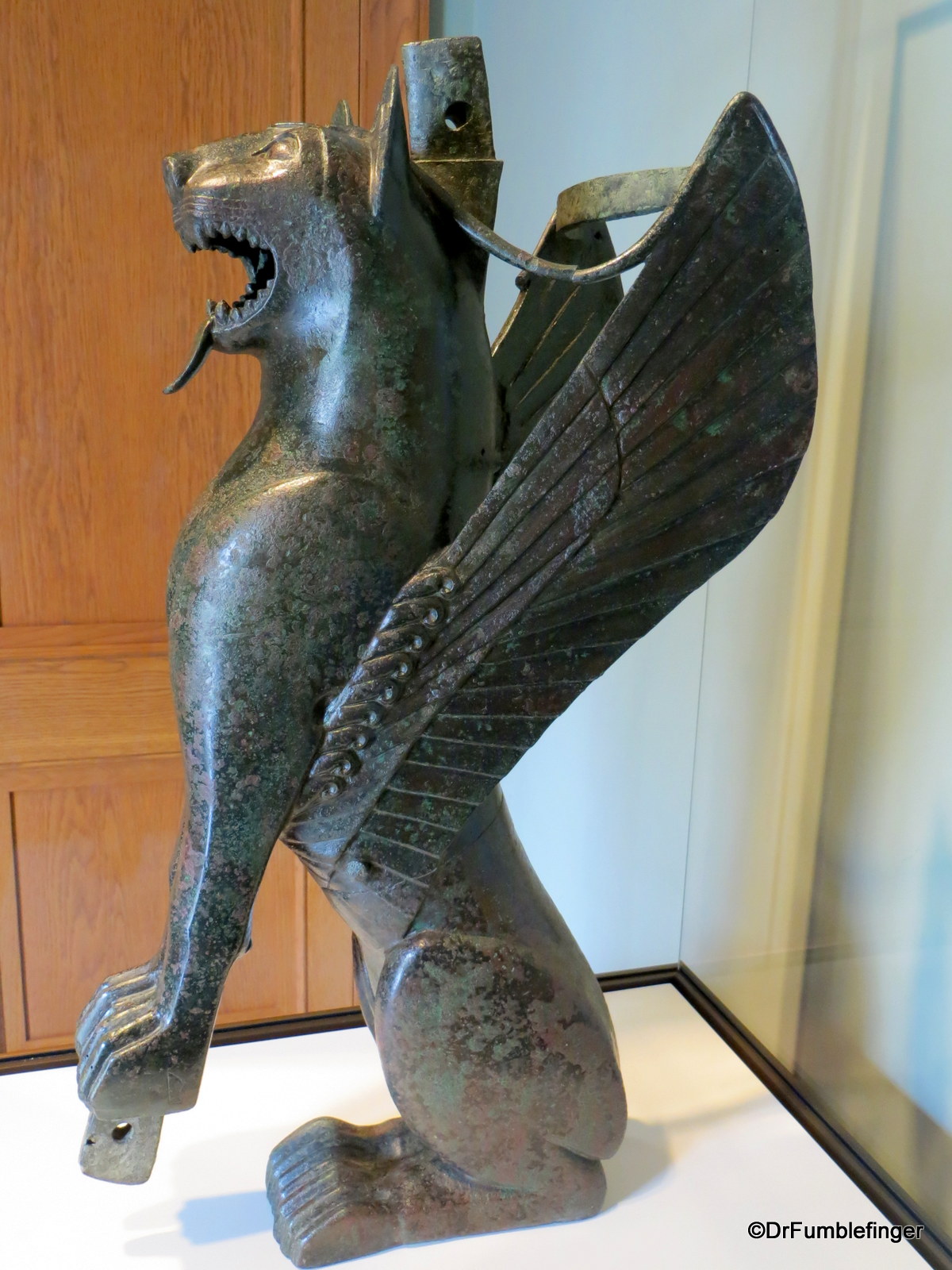Getty Villa. Winged bronze feline 700 BC Spain