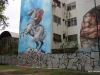 Street art in Colegiales, including painting by Jaz