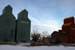 Traditional grain elevators, Nanton, Alberta