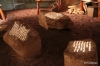 Projected writing on rocks of exhibit. Visitor Center