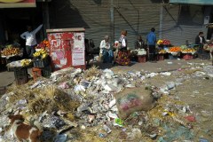 Piles of trash at the Meena Bazar, Delhi
