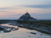 Mont-St-Michel at sunset, viewed from dam