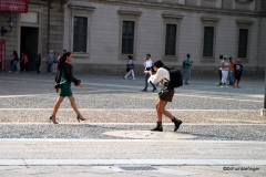 Models at Milan's Duomo during Fashion Week