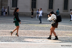 Models at Milan's Duomo during Fashion Week