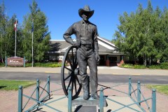 Statue of Don Remington outside the Museum he inspired, Remington Carriage Museum, Cardston