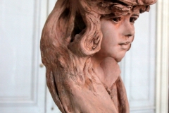 Girl in a flowered hat.  Rodin Museum, Paris