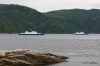 Ferries crossing Saguenay Fjord