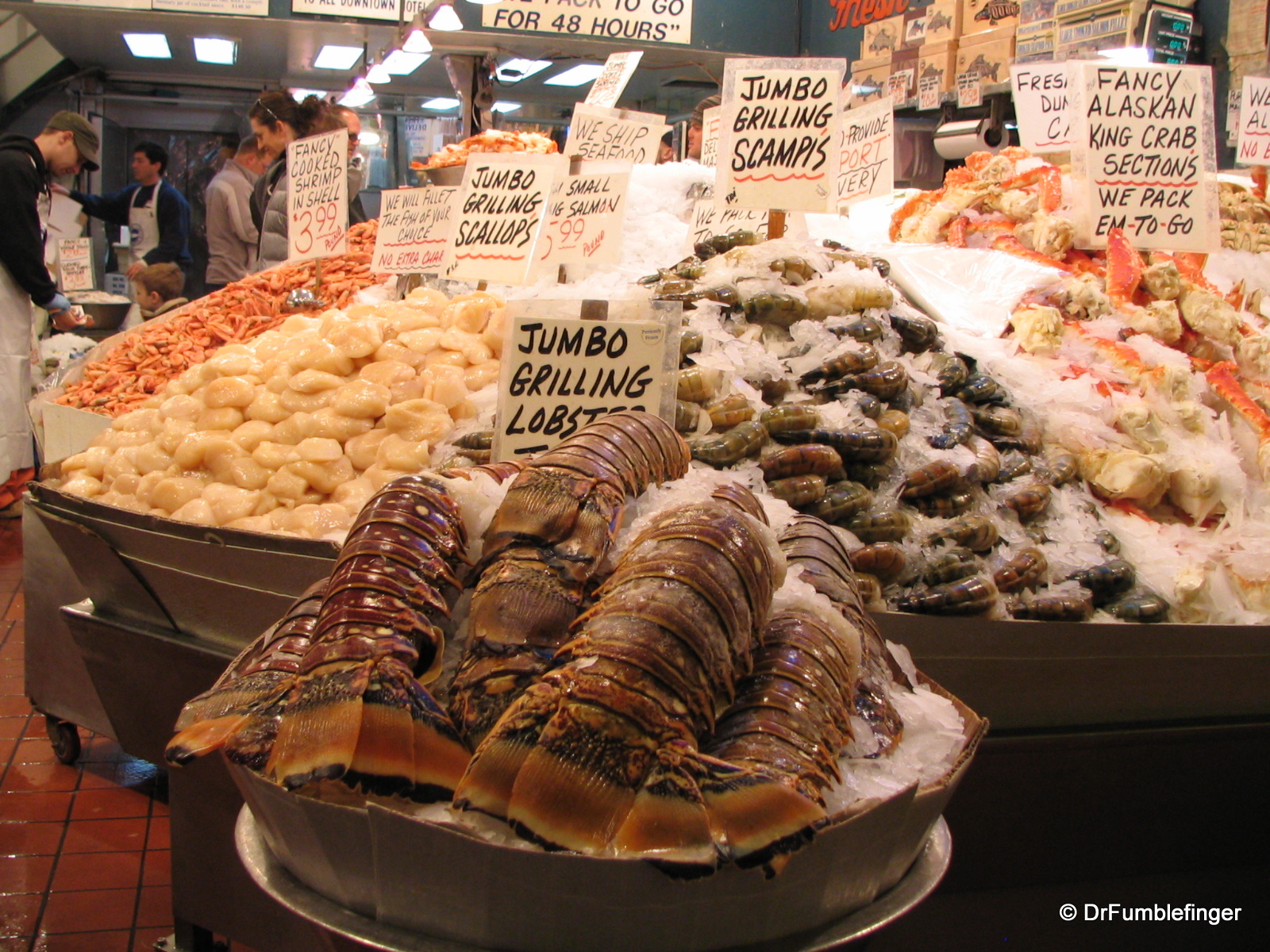 Seattle's Pike Market, seafood vendor