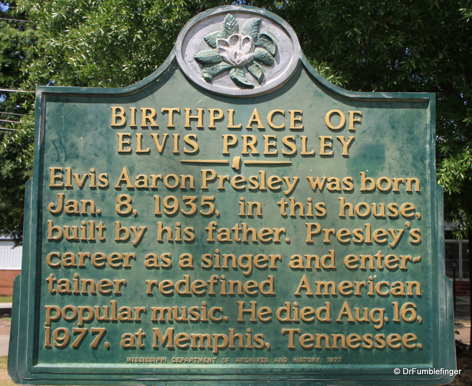 Mississippi Historic marker, Elvis Birthplace