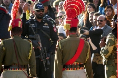Uniformed guards at Wagah Border crossing
