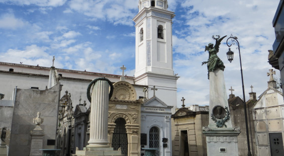 Buenos Aires Recoleta Cemetery and Iglesia Nuestra Senora del Pilar tower 071