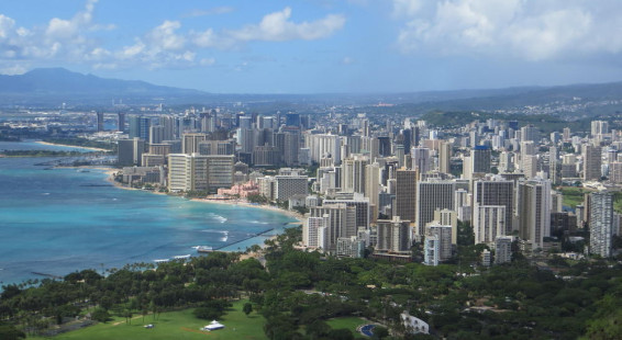 Waikiki and Honolulu viewed from Diamond Head