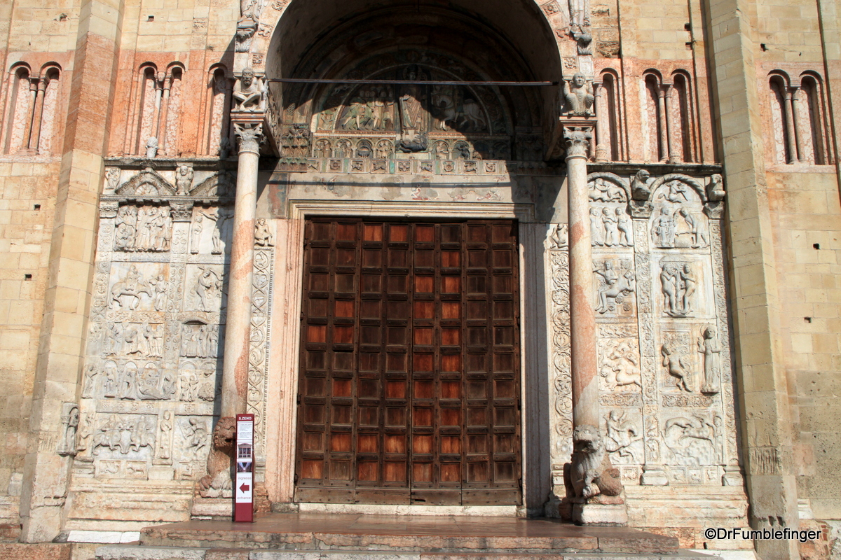 Guardian Lions outside the main doors of the Church of San Zeno, Verona