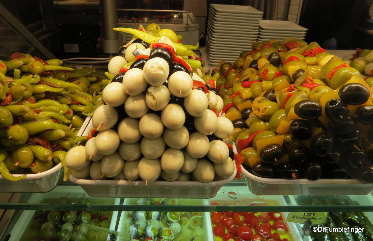 "Olive kabobs", Madrid's San Miguel Market 